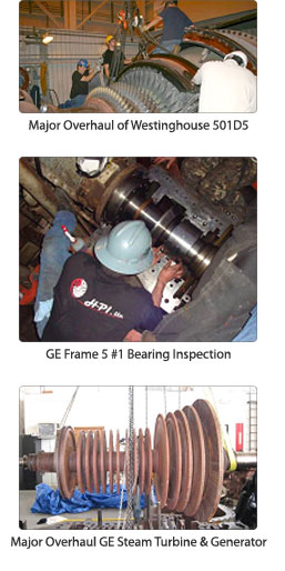 Thumbnails of Major Overal of Westinghouse 501D5, GE Frame 5 #1 Bearing Inspection, and Major Overhaul of GE Steam Turbine and Generator. Click to visit HPI's website for more information